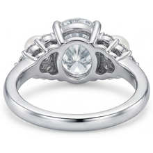South Sea Pearl Oval Cut Solitaire with Side Stones in 14 Karat White Gold – angle view