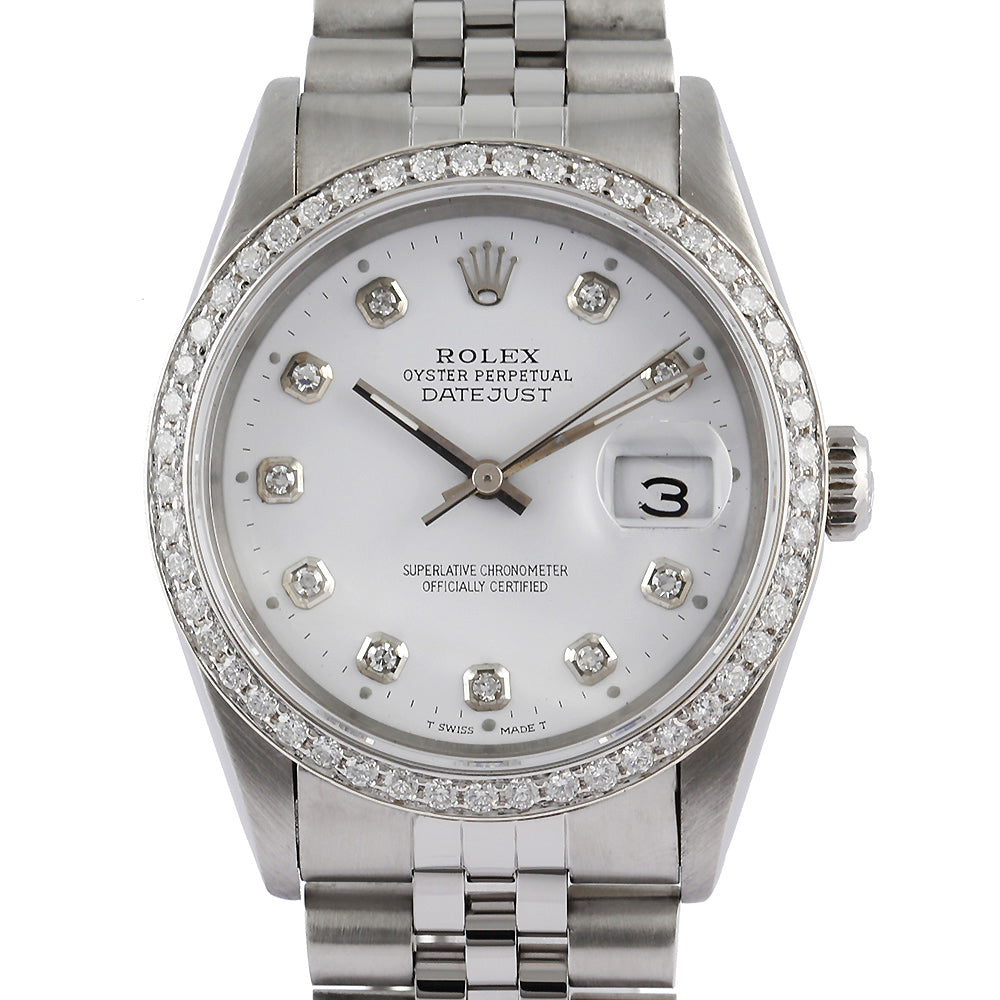 Stainless Steel Bracelet Rolex Datejust Men Watch Diamond Bezel