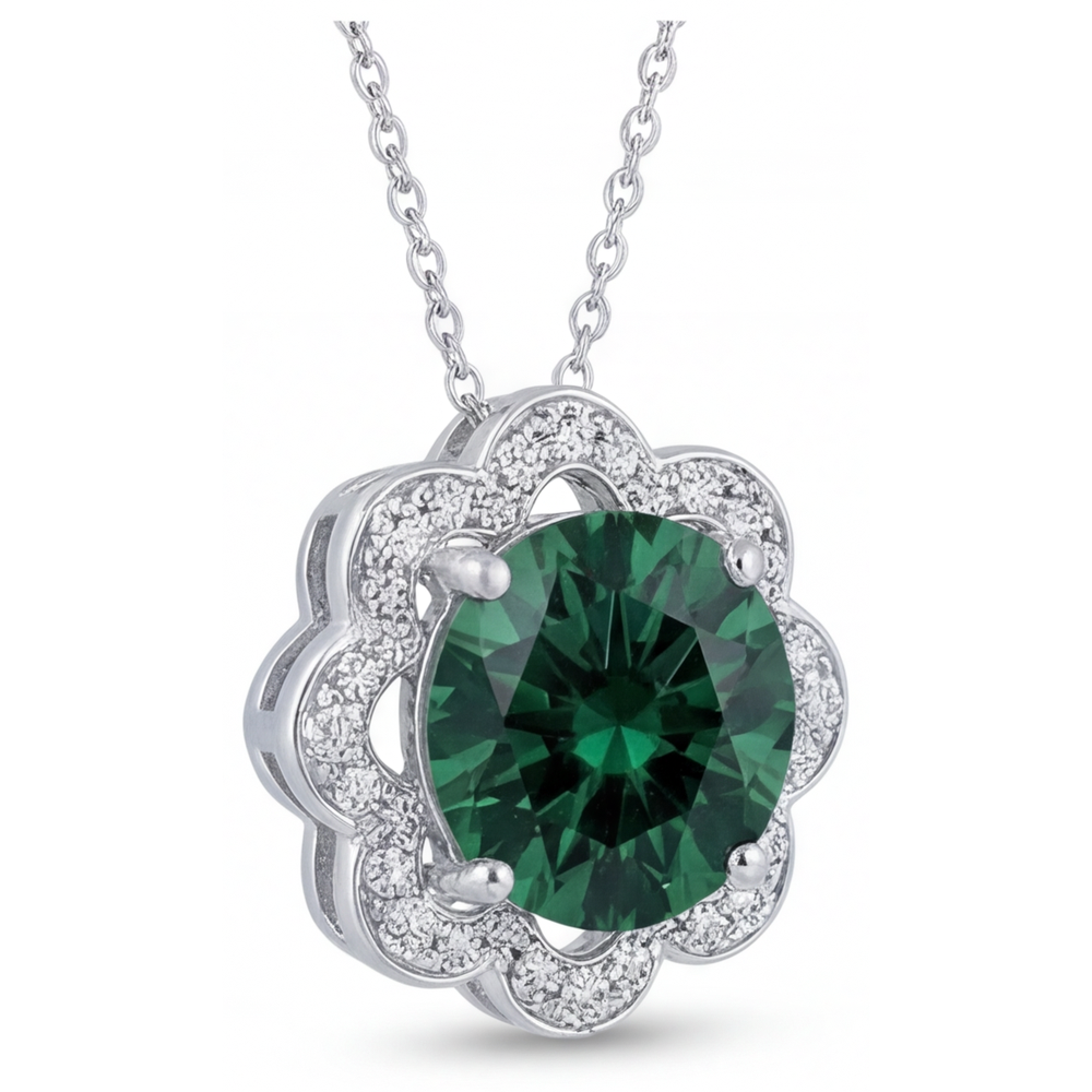 Tourmaline Gemstone Pendant 2.25-ct 14K White Gold – front view