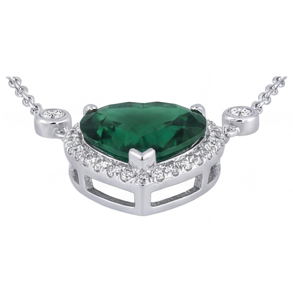 Tourmaline Heart Cut Gemstone Pendant in 14K White Gold – profile view