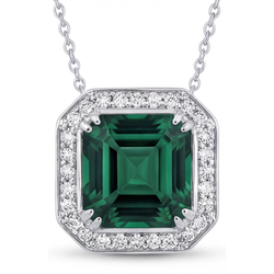 Tourmaline Asscher Cut Gemstone Pendant 3.50 ct – 14K White Gold