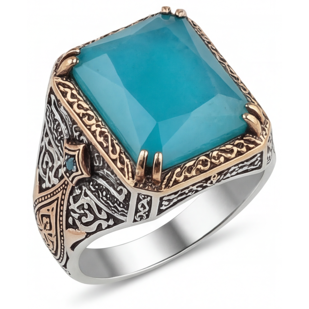 Earth-Mined Turquoise Halo Ring – main view