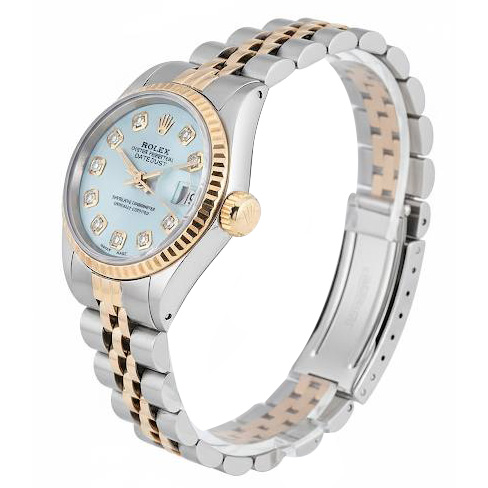 Two Tone Jubilee Rolex Datejust Lady Watch Diamond Dial Fluted Bezel