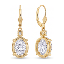 White Diamond Drop Earrings 3 Carat Lab Grown Oval Leverback 14K Yellow Gold