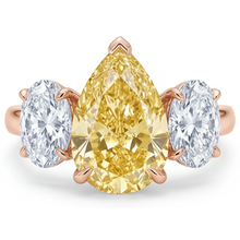 Real Yellow Canary Diamond 3-Stone Ring – main view