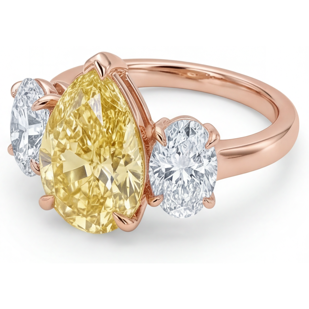 Brilliant Yellow Canary Diamond 3-Stone Ring 2 ct – angle view