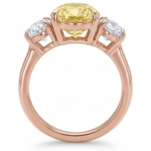 Pear Shape Yellow Canary Diamond ring in 14K Rose Gold – top view