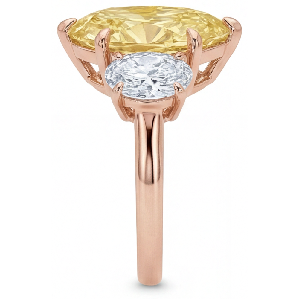 Brilliant Yellow Canary Diamond 3-Stone Ring 2 ct – back view