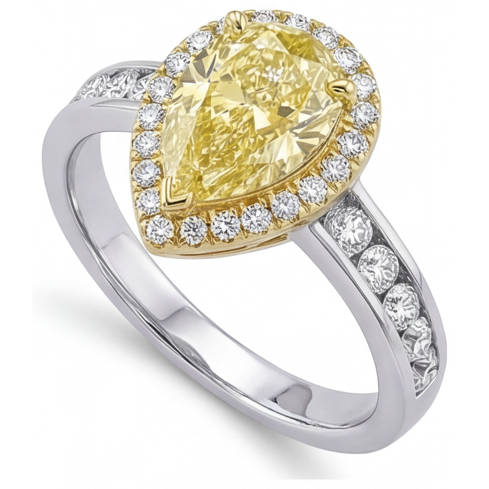 Yellow Canary Diamond Fine Jewelry Ring 1-ct 14 Karat Two Tone Gold – angle view