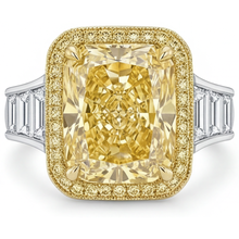 Radiant Cut Yellow Canary Diamond ring in Two-Tone 14K Gold – main view