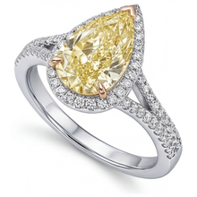 Real Yellow Canary Diamond Halo Engagement Ring – angle view