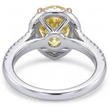 Halo Engagement Ring 14K Two Tone Gold with Yellow Canary Diamond – top view