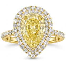 Handcrafted Halo Engagement Ring – Yellow Canary Diamond 2.50 ct