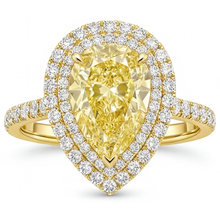 Yellow Canary Diamond Pear Cut Halo Engagement Ring in 14K Yellow Gold – main view