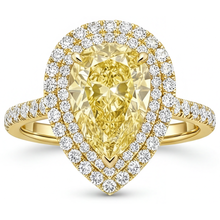Real Yellow Canary Diamond Halo Engagement Ring 2.50 ct 14K Yellow Gold – front view