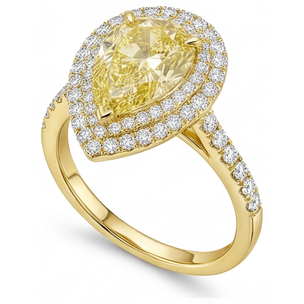Halo Engagement Ring 14K Yellow Gold with Yellow Canary Diamond – angle view