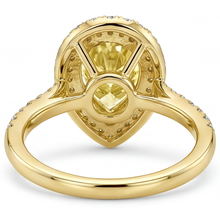 Yellow Canary Diamond Pear Cut Halo Engagement Ring in 14K Yellow Gold – top view
