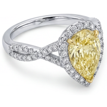 Genuine Yellow Canary Diamond Halo Ring 1.50 ct Two-Tone 14K Gold – profile view