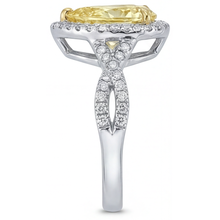 Genuine Yellow Canary Diamond Halo Ring – back view