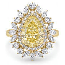 Yellow Canary Diamond Pear Shape Halo Ring in 14 Karat Yellow Gold – main view