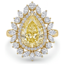Earth-Mined Yellow Canary Diamond Halo Ring – front view
