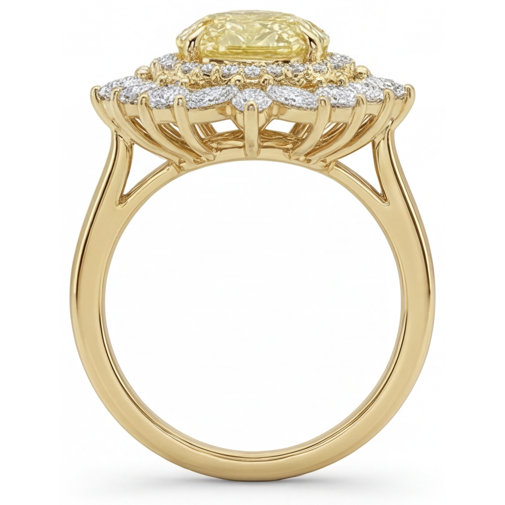 Yellow Canary Diamond Halo Ring 2.50-ct 14 Karat Yellow Gold – top view