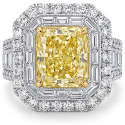 Yellow Canary Diamond Halo Ring – Pavé 2 ct Two-Tone 14K Gold