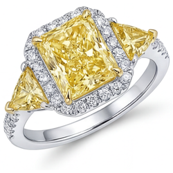 Shimmering Yellow Canary Diamond Halo Ring 3.5 ct – 14K Two Tone