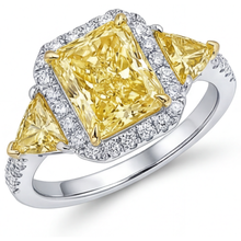 Yellow Canary Diamond Halo Ring 3.5-ct 14K Two Tone Gold – main view