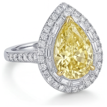 Halo Ring Two-Tone 14K Gold with Yellow Canary Diamond – angle view