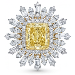 Natural Radiant Yellow Canary Diamond Halo Ring 4 ct
