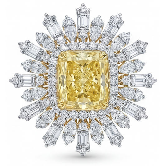 Yellow Canary Diamond Halo Ring 4-ct Two-Tone 14K Gold – main view