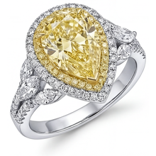 Yellow Canary Diamond Halo Setting Ring 2.50-ct Two-Tone 14K Gold – side view