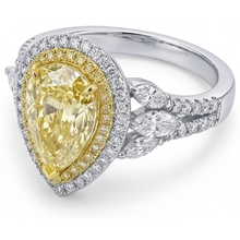 Halo Setting Ring Two-Tone 14K Gold with Yellow Canary Diamond – profile view