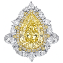 Real Yellow Canary Diamond Halo Setting Ring – main view