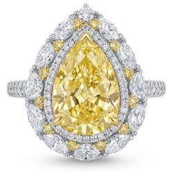 VVS Clarity Halo Setting Ring – Yellow Canary Diamond 3.50 ct