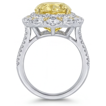 Yellow Canary Diamond Pear Shape Halo Setting Ring in 14K Two Tone Gold – front view