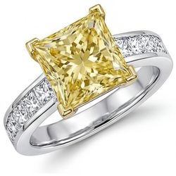 Yellow Canary Diamond VVS Halo Setting Ring 3.75 ct in 14 Karat