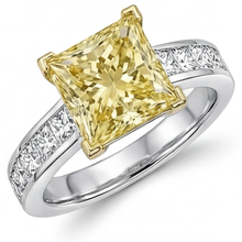 Natural Yellow Canary Diamond Halo Setting Ring – angle view