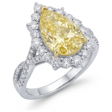 Bespoke Yellow Canary Diamond Halo Setting Ring 3.75 ct – side view