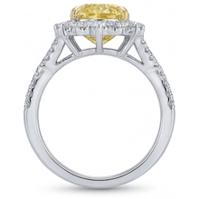 Real Yellow Canary Diamond Halo Setting Ring 3.75 ct Two-Tone 14K Gold – profile view