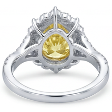 Real Yellow Canary Diamond Halo Setting Ring – back view