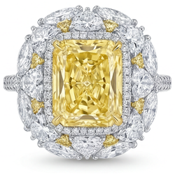 14 Karat Two Tone Gold VVS Yellow Canary Diamond Ring 8 ct