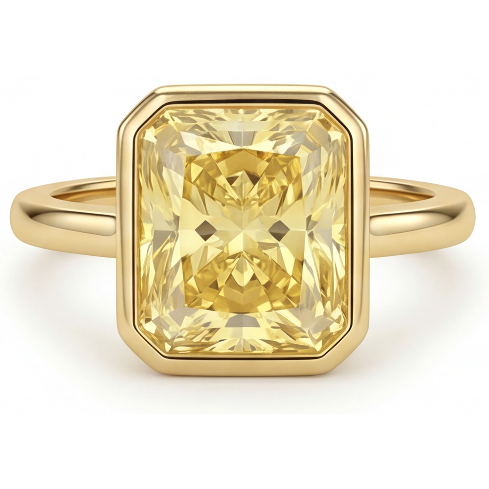 Radiant Cut Yellow Canary Diamond ring in 14K Yellow Gold – main view