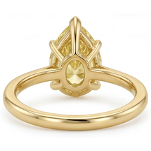 Pear Cut Yellow Canary Diamond ring in 14K Yellow Gold – back view