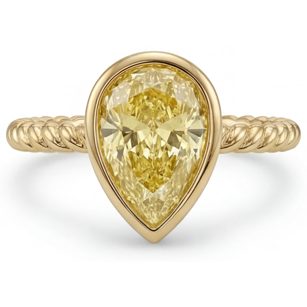 Natural Yellow Canary Diamond Statement Ring – profile view
