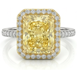 Pavé Statement Ring – Yellow Canary Diamond 2 ct Two-Tone 14K