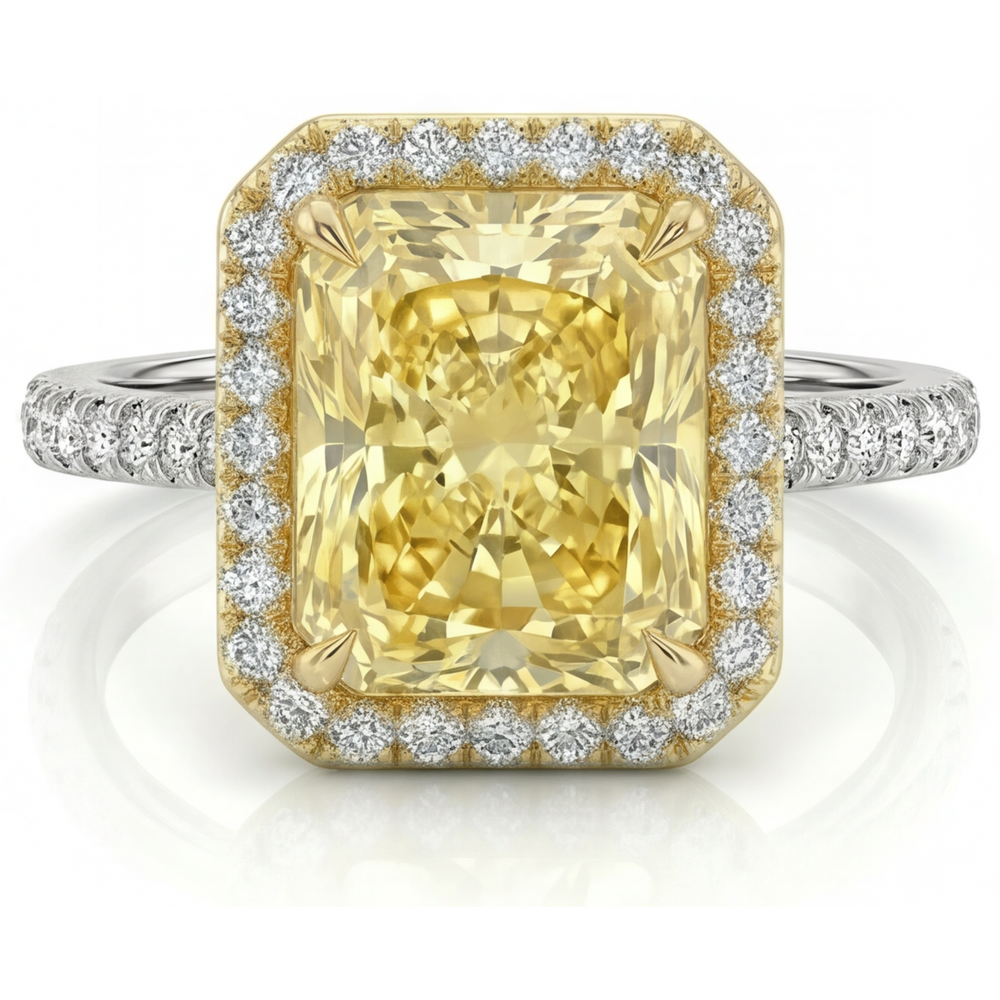 Radiant Yellow Canary Diamond ring in Two-Tone 14K Gold – main view