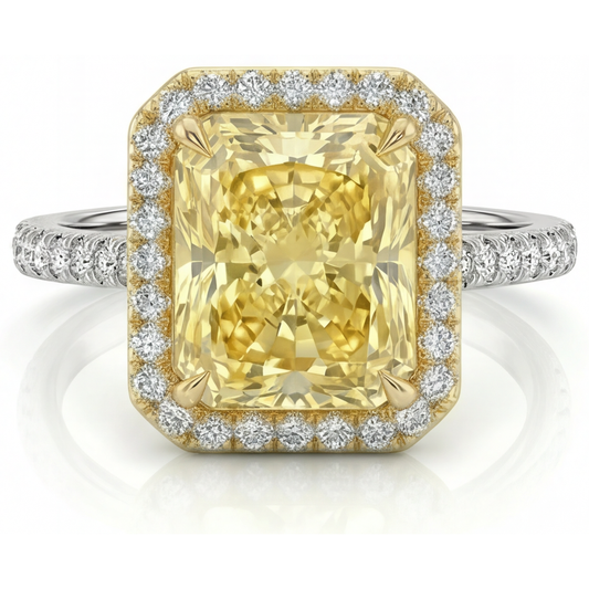 Radiant Yellow Canary Diamond ring in Two-Tone 14K Gold – main view