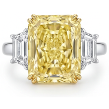 Natural Yellow Canary Diamond Three Stone Ring – main view